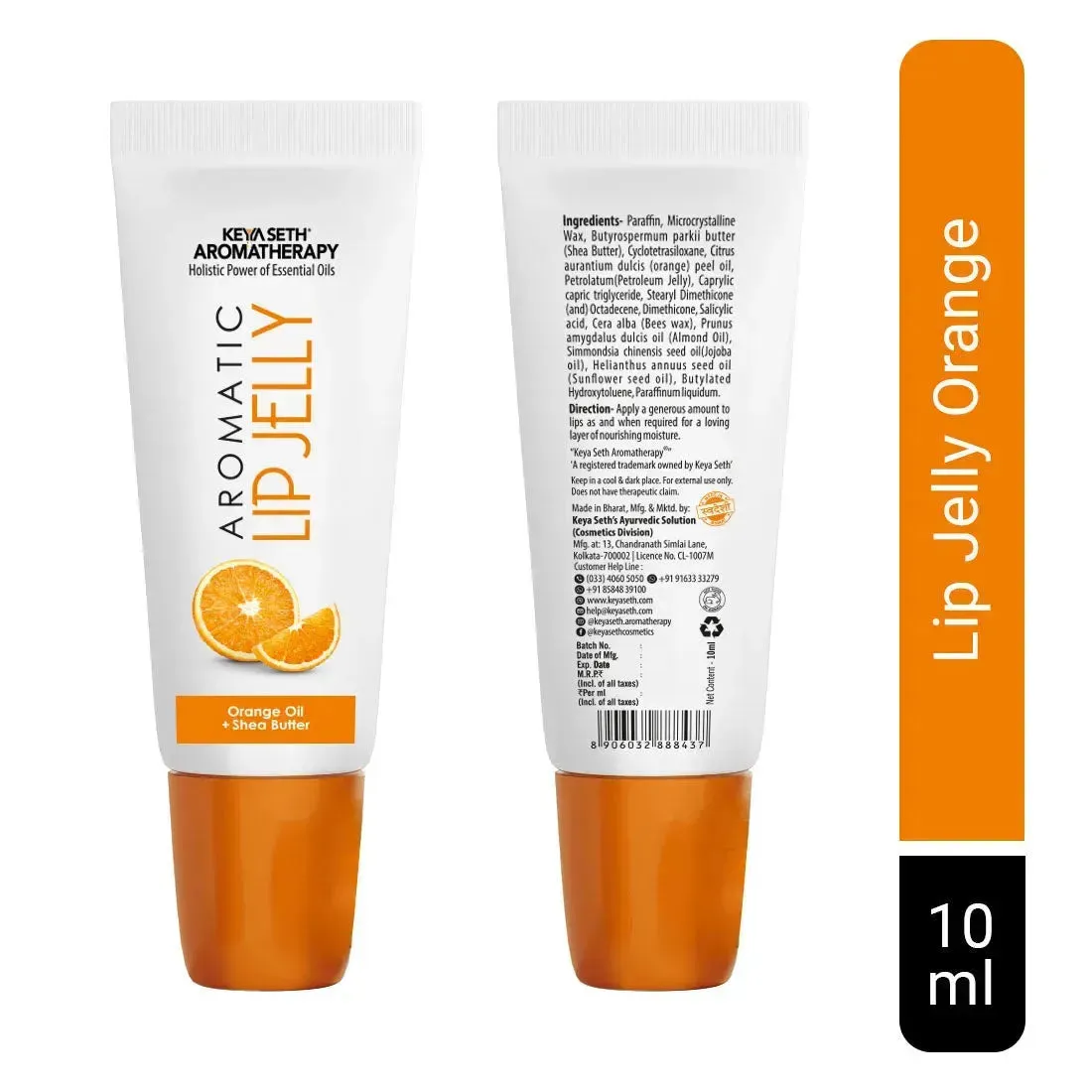 Free Aromatic Lip Jelly Orange, Enriched with Orange Oil (Vitamin C) & Shea Butter, Tinted Lip Balm, Brightening and Moisturizing Dark Lips for Men and Women 10ml