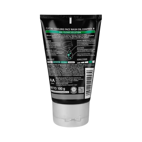Gatsby Oil Clear Solution Oil Control Clay Lemon Cooling Face Wash 100g