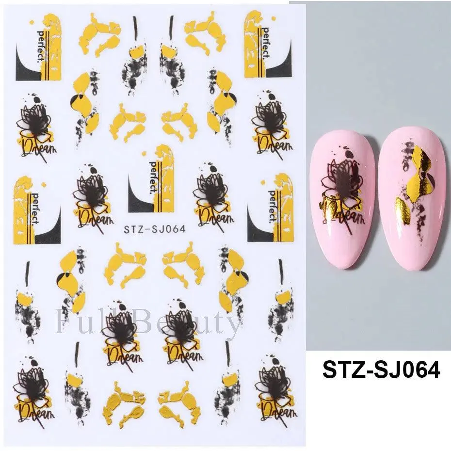 Geometric Gold Laser Nail Stickers: Chic Y2K Metallic Foils & Abstract Designs