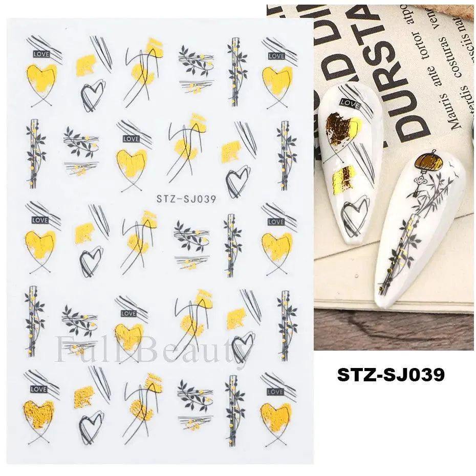 Geometric Gold Laser Nail Stickers: Chic Y2K Metallic Foils & Abstract Designs