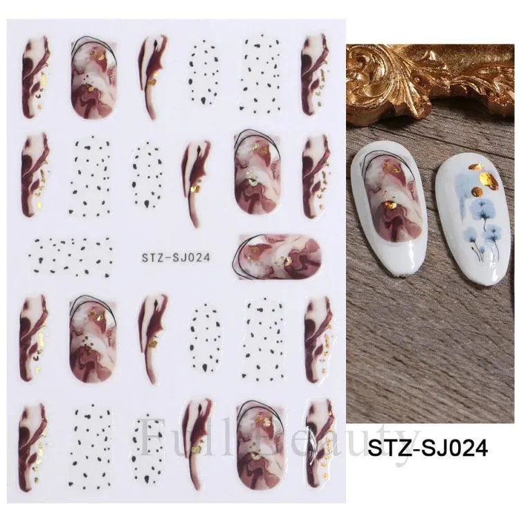 Geometric Gold Laser Nail Stickers: Chic Y2K Metallic Foils & Abstract Designs