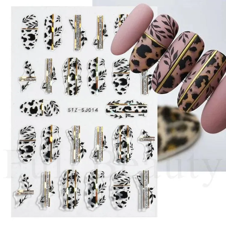Geometric Gold Laser Nail Stickers: Chic Y2K Metallic Foils & Abstract Designs