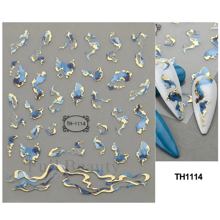 Geometric Gold Laser Nail Stickers: Chic Y2K Metallic Foils & Abstract Designs