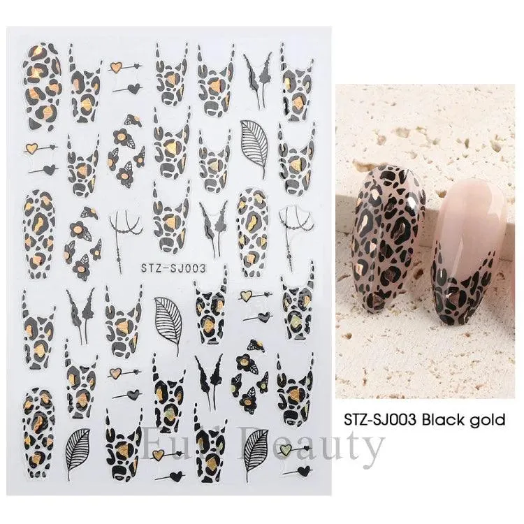 Geometric Gold Laser Nail Stickers: Chic Y2K Metallic Foils & Abstract Designs