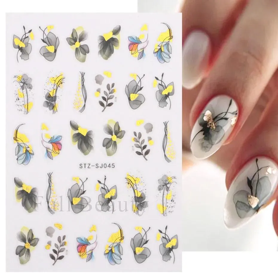 Geometric Gold Laser Nail Stickers: Chic Y2K Metallic Foils & Abstract Designs