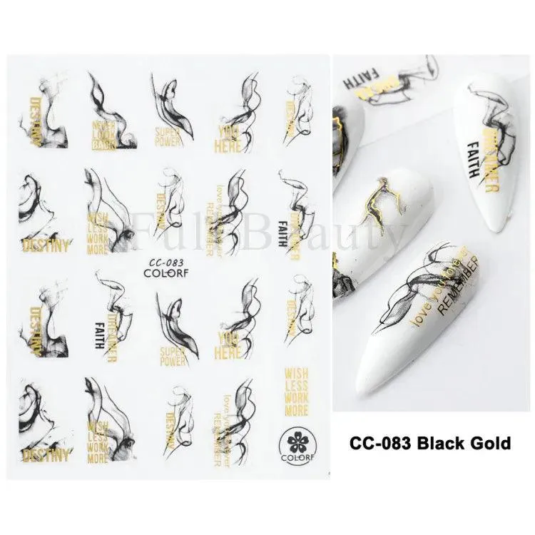 Geometric Gold Laser Nail Stickers: Chic Y2K Metallic Foils & Abstract Designs