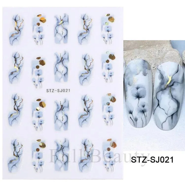 Geometric Gold Laser Nail Stickers: Chic Y2K Metallic Foils & Abstract Designs