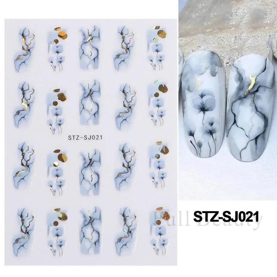Geometric Gold Laser Nail Stickers: Chic Y2K Metallic Foils & Abstract Designs