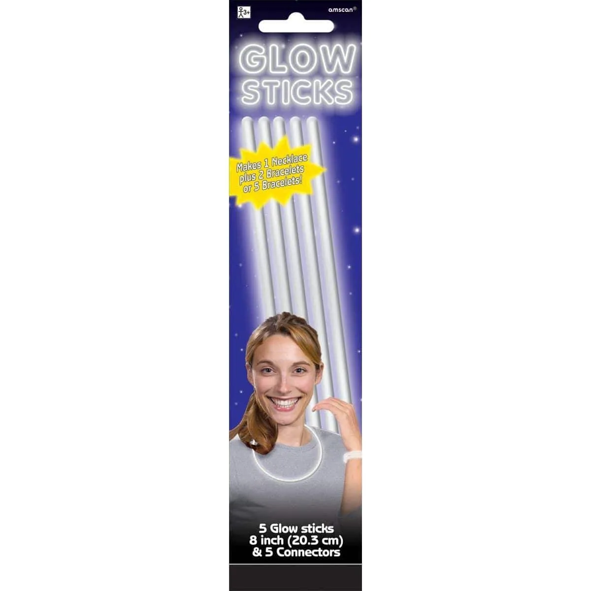 Glow Sticks - White 8 In. 5/pkg.