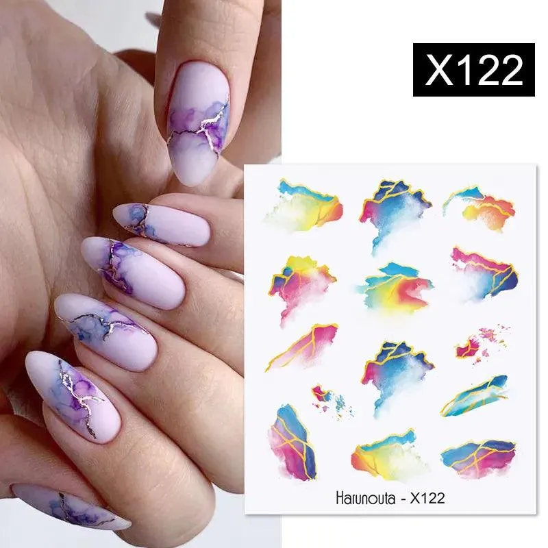Ink Blooming Marble Nail Decals for Elegant Summer Art
