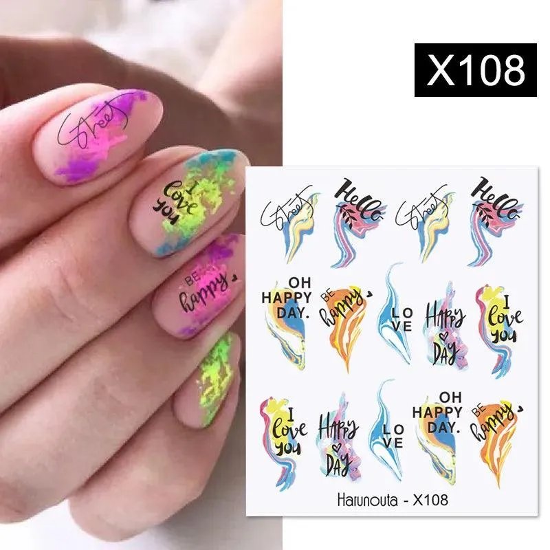 Ink Blooming Marble Nail Decals for Elegant Summer Art