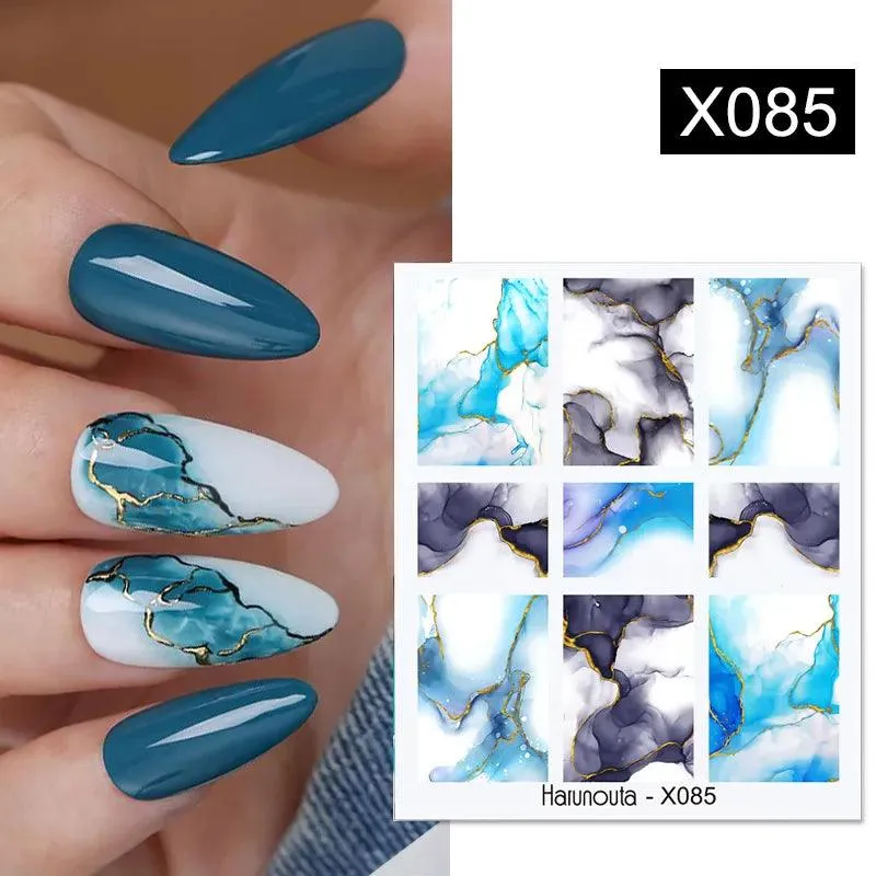 Ink Blooming Marble Nail Decals for Elegant Summer Art