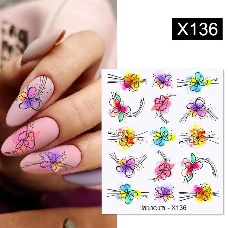 Ink Blooming Marble Nail Decals for Elegant Summer Art
