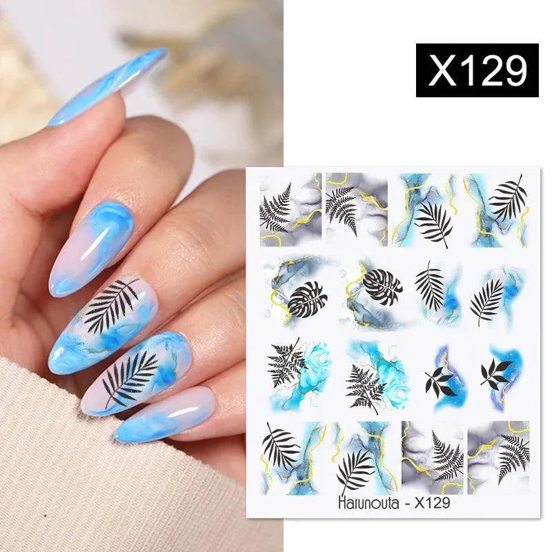 Ink Blooming Marble Nail Decals for Elegant Summer Art