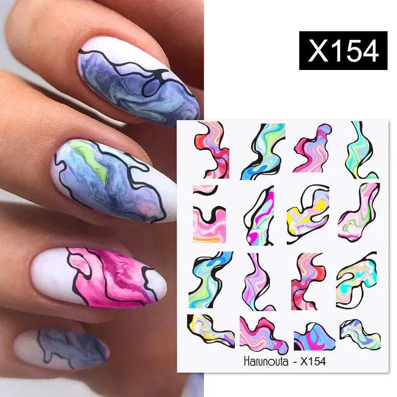 Ink Blooming Marble Nail Decals for Elegant Summer Art