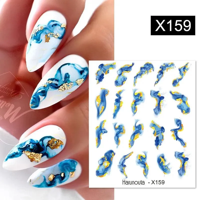 Ink Blooming Marble Nail Decals for Elegant Summer Art
