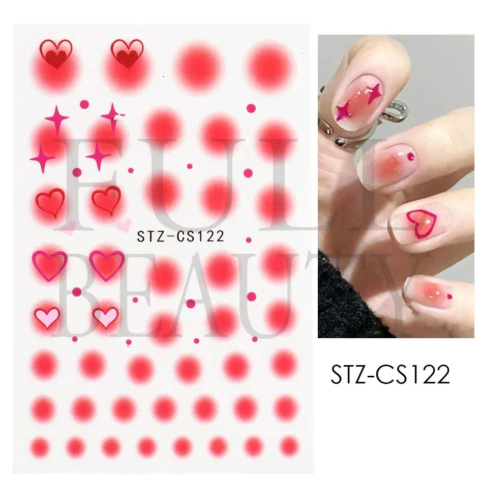 Joskaa French Textured Lines Nail Art Stickers Simple Geometry Leaf Flower Adhesive Sliders Monogram Summer Manicure Decal LYSTZ130-137