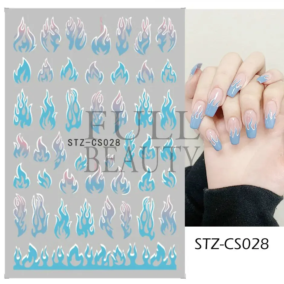 Joskaa French Textured Lines Nail Art Stickers Simple Geometry Leaf Flower Adhesive Sliders Monogram Summer Manicure Decal LYSTZ130-137