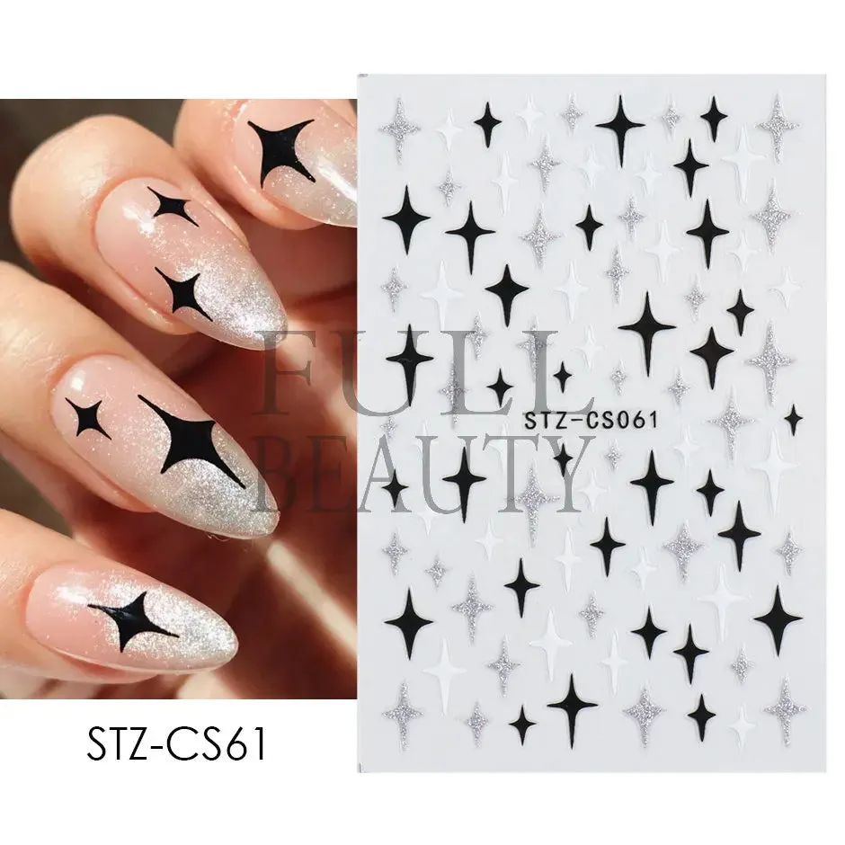 Joskaa French Textured Lines Nail Art Stickers Simple Geometry Leaf Flower Adhesive Sliders Monogram Summer Manicure Decal LYSTZ130-137
