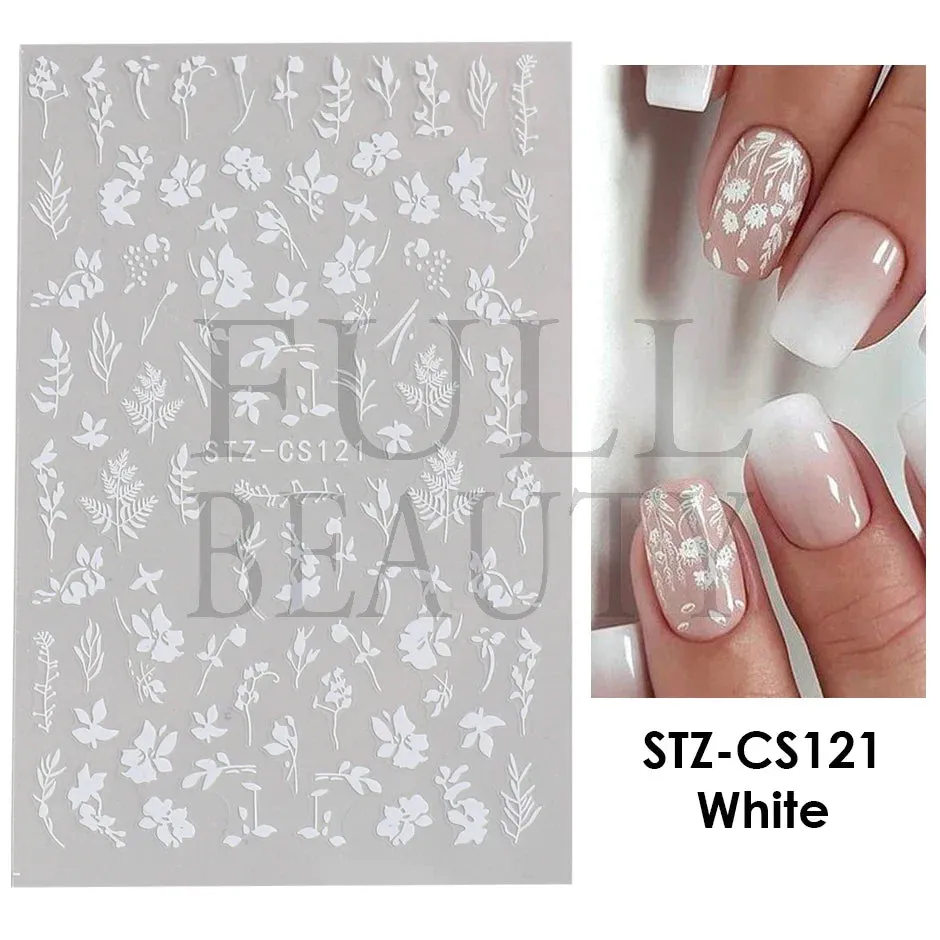 Joskaa French Textured Lines Nail Art Stickers Simple Geometry Leaf Flower Adhesive Sliders Monogram Summer Manicure Decal LYSTZ130-137