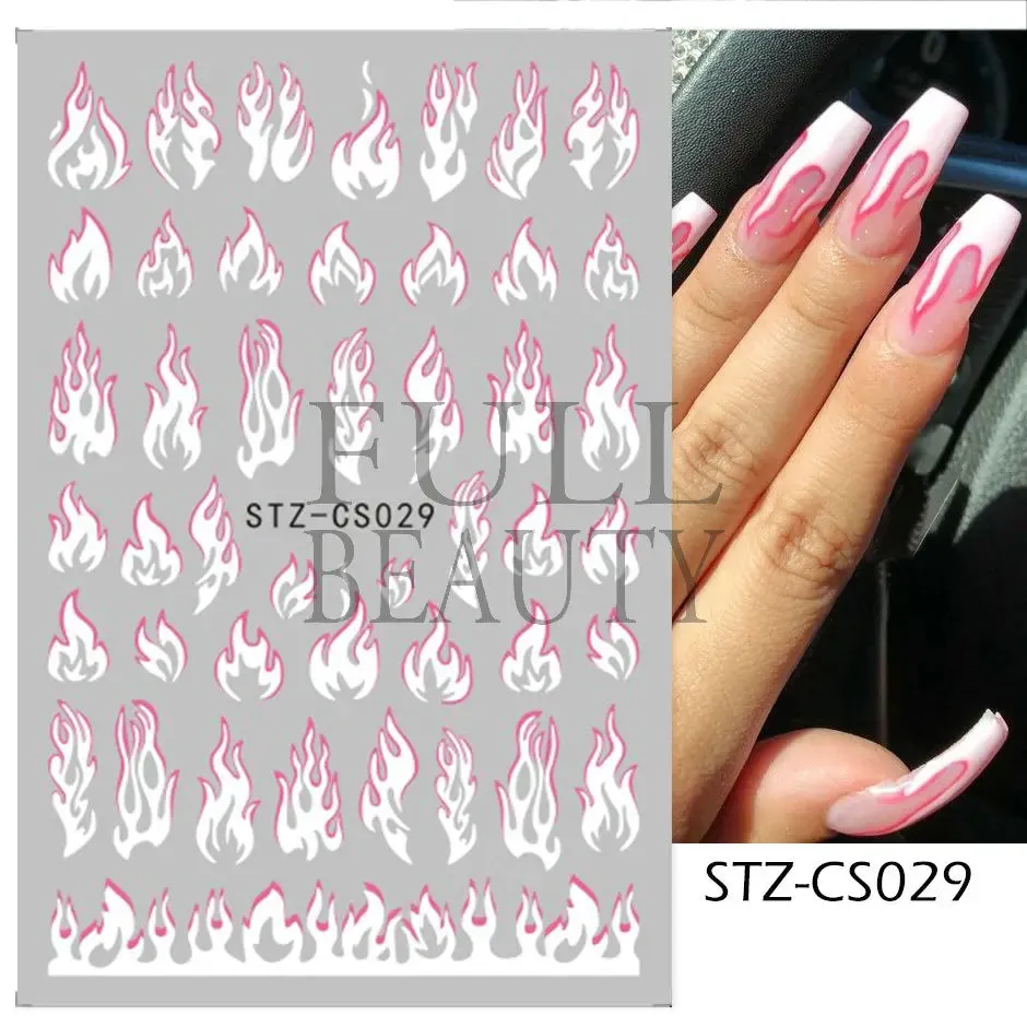 Joskaa French Textured Lines Nail Art Stickers Simple Geometry Leaf Flower Adhesive Sliders Monogram Summer Manicure Decal LYSTZ130-137