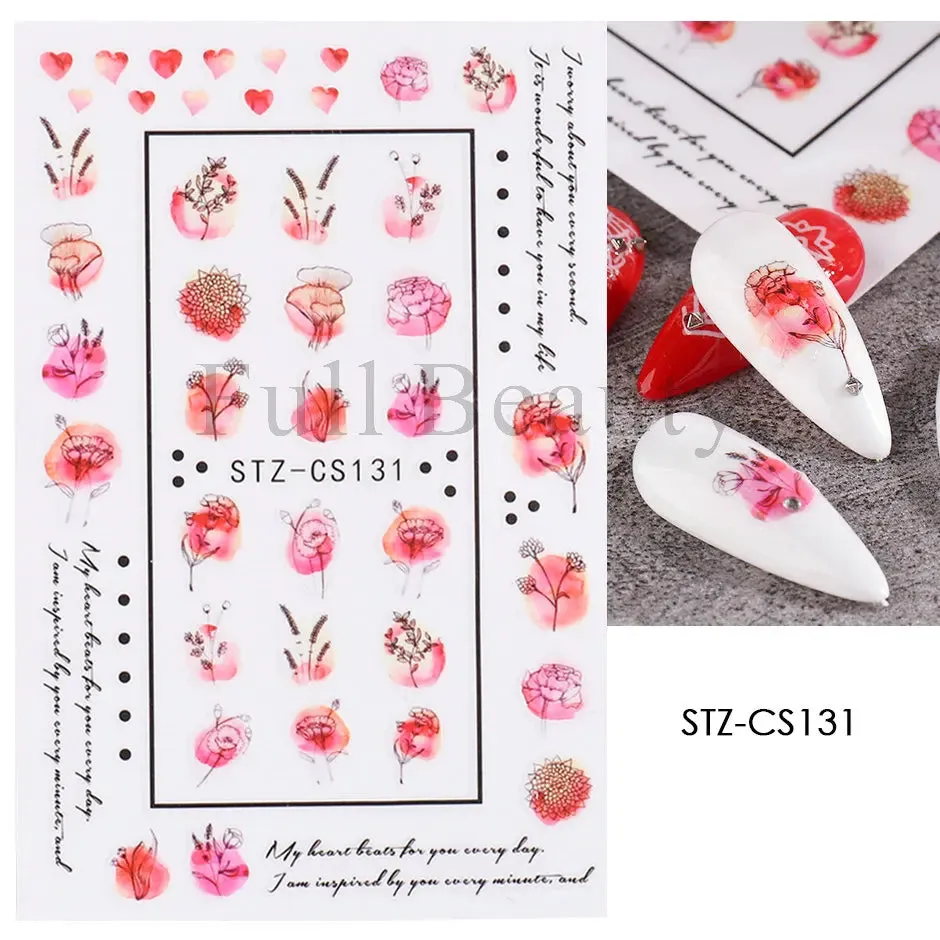 Joskaa French Textured Lines Nail Art Stickers Simple Geometry Leaf Flower Adhesive Sliders Monogram Summer Manicure Decal LYSTZ130-137