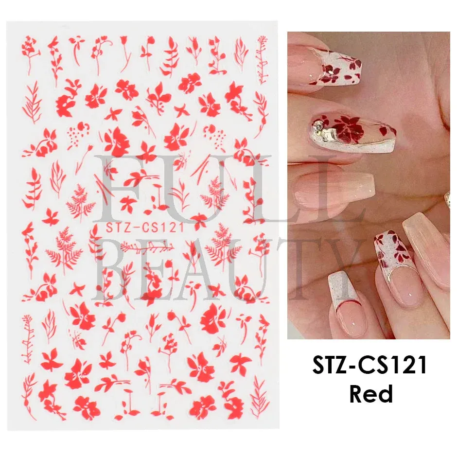 Joskaa French Textured Lines Nail Art Stickers Simple Geometry Leaf Flower Adhesive Sliders Monogram Summer Manicure Decal LYSTZ130-137