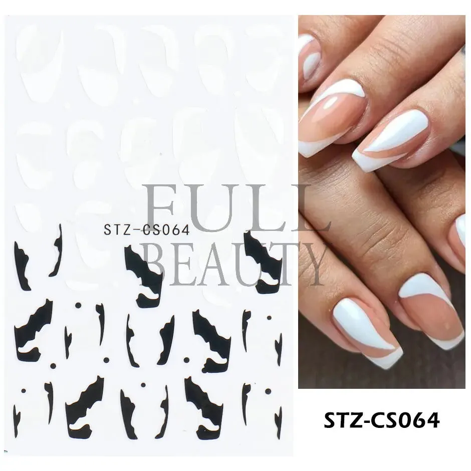 Joskaa French Textured Lines Nail Art Stickers Simple Geometry Leaf Flower Adhesive Sliders Monogram Summer Manicure Decal LYSTZ130-137