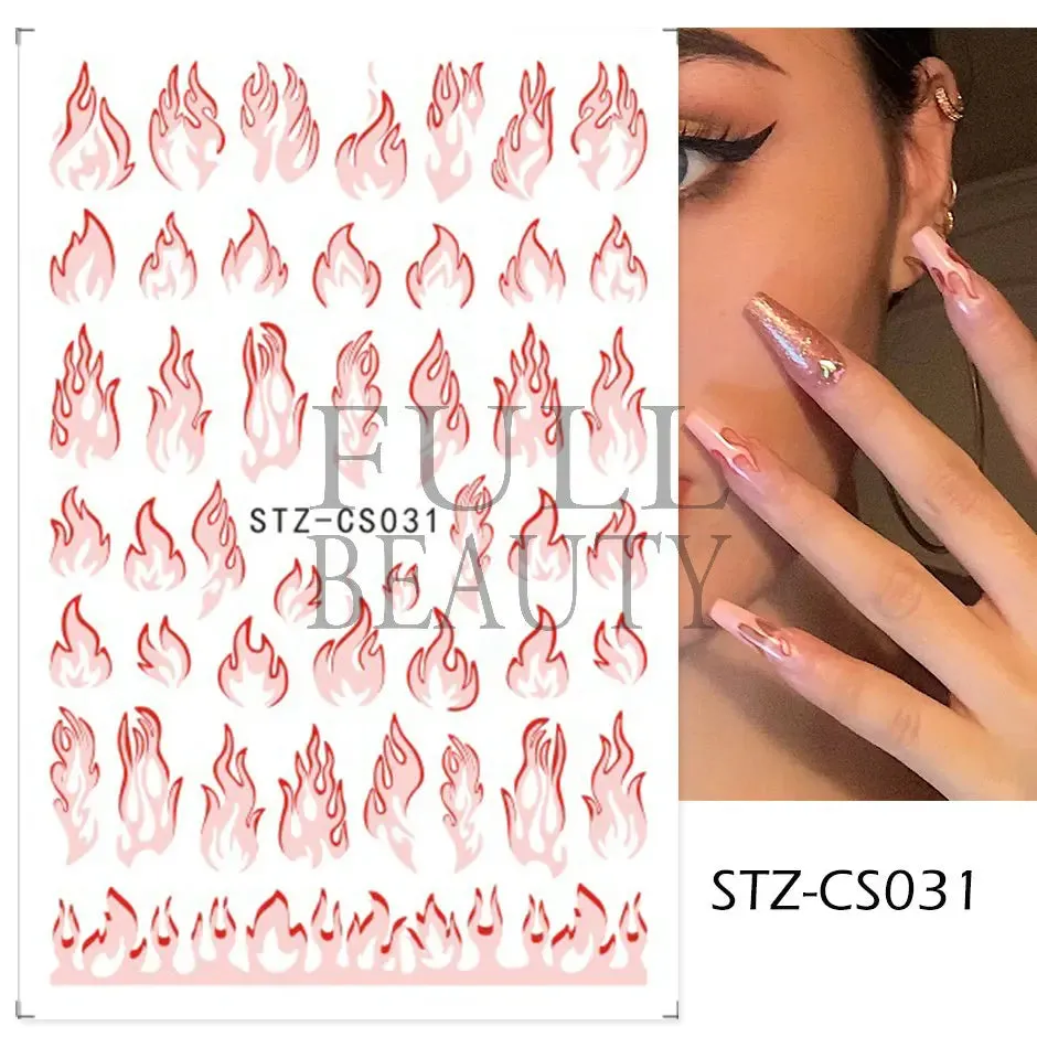 Joskaa French Textured Lines Nail Art Stickers Simple Geometry Leaf Flower Adhesive Sliders Monogram Summer Manicure Decal LYSTZ130-137
