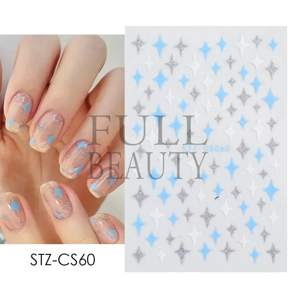 Joskaa French Textured Lines Nail Art Stickers Simple Geometry Leaf Flower Adhesive Sliders Monogram Summer Manicure Decal LYSTZ130-137