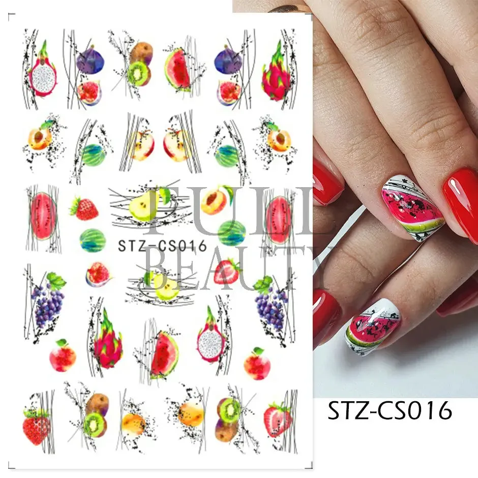 Joskaa French Textured Lines Nail Art Stickers Simple Geometry Leaf Flower Adhesive Sliders Monogram Summer Manicure Decal LYSTZ130-137