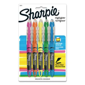 Liquid Pen Style Highlighters, Assorted Ink Colors, Chisel Tip, Assorted Barrel Colors, 5/set
