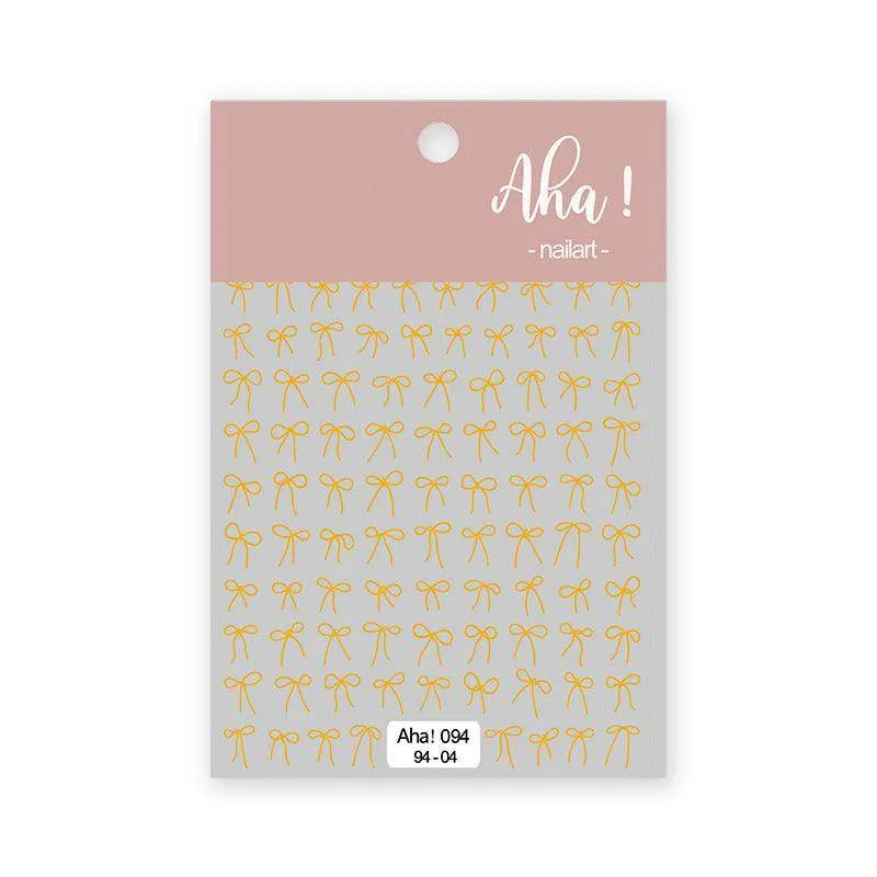 Metal Color Nail Art Stickers Sticker Decals Love Heart Bowknot  Adhesive 3D Decals Aha
