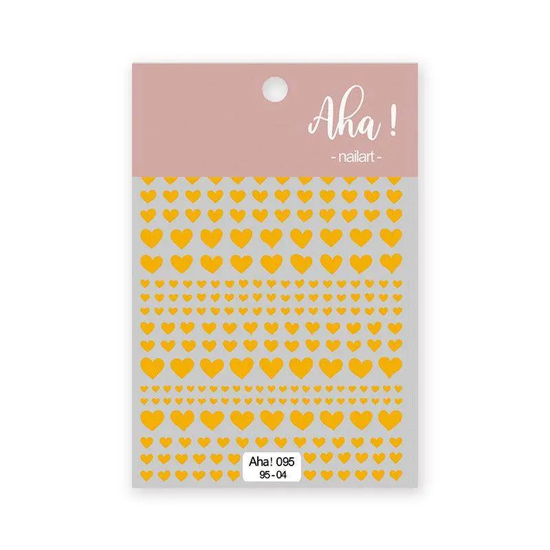 Metal Color Nail Art Stickers Sticker Decals Love Heart Bowknot  Adhesive 3D Decals Aha
