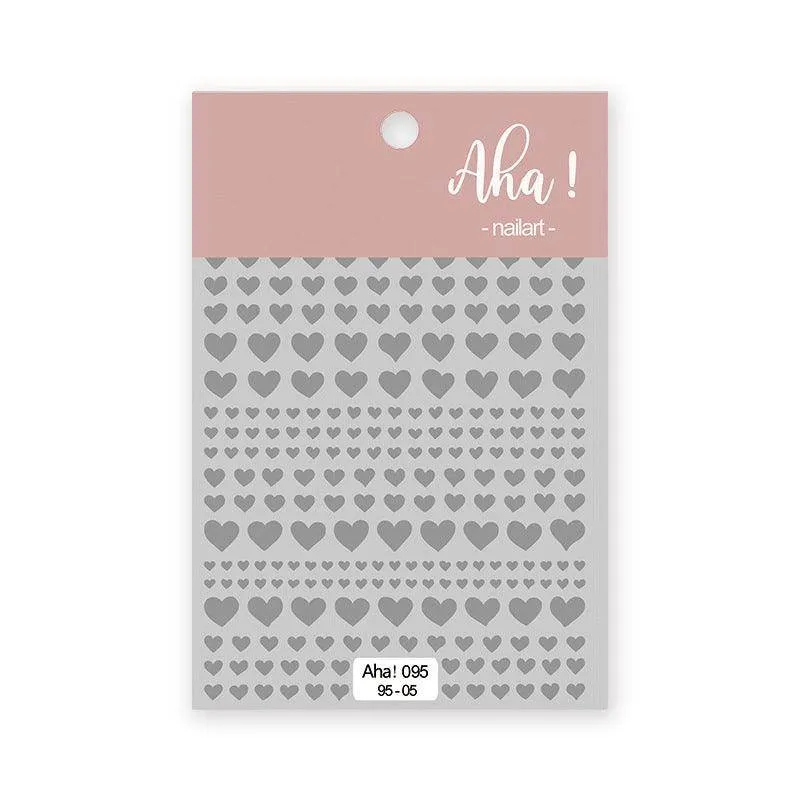 Metal Color Nail Art Stickers Sticker Decals Love Heart Bowknot  Adhesive 3D Decals Aha