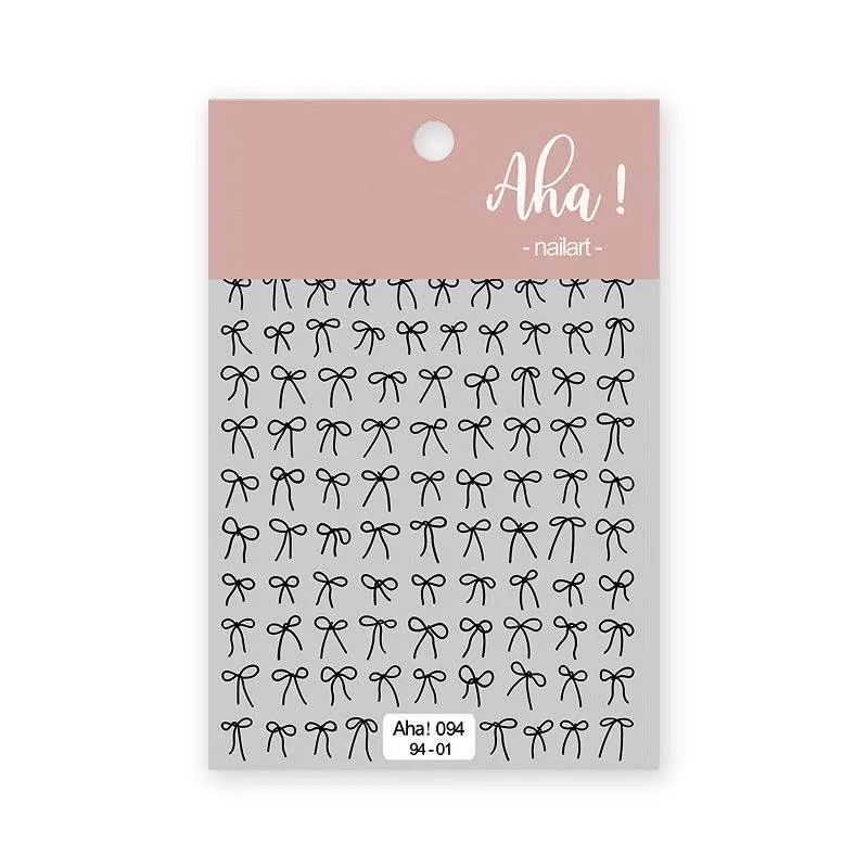 Metal Color Nail Art Stickers Sticker Decals Love Heart Bowknot  Adhesive 3D Decals Aha