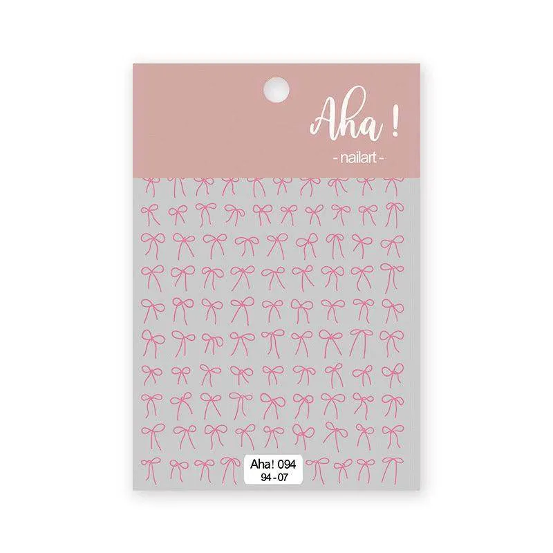 Metal Color Nail Art Stickers Sticker Decals Love Heart Bowknot  Adhesive 3D Decals Aha