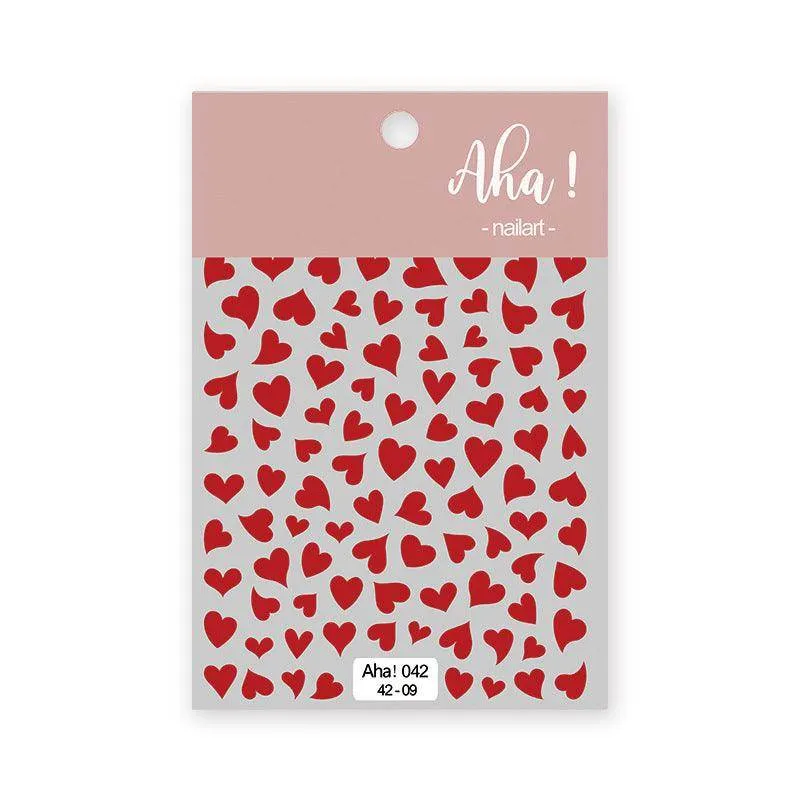 Metal Color Nail Art Stickers Sticker Decals Love Heart Bowknot  Adhesive 3D Decals Aha