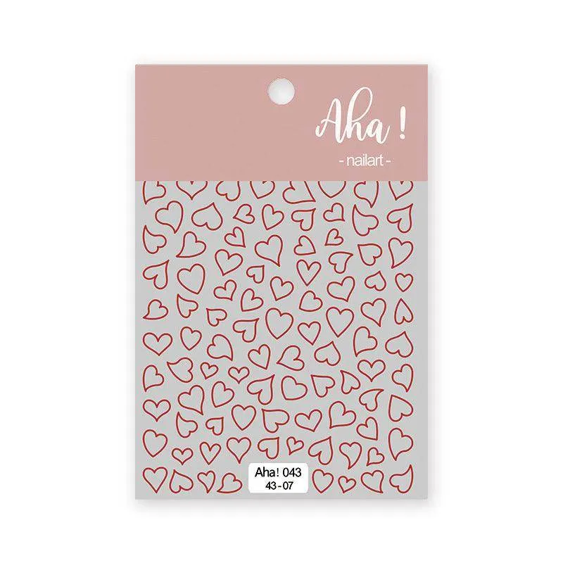 Metal Color Nail Art Stickers Sticker Decals Love Heart Bowknot  Adhesive 3D Decals Aha