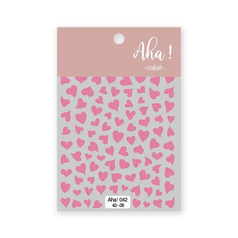Metal Color Nail Art Stickers Sticker Decals Love Heart Bowknot  Adhesive 3D Decals Aha