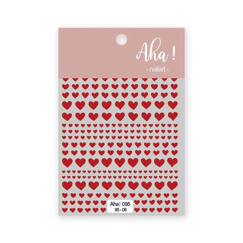 Metal Color Nail Art Stickers Sticker Decals Love Heart Bowknot  Adhesive 3D Decals Aha