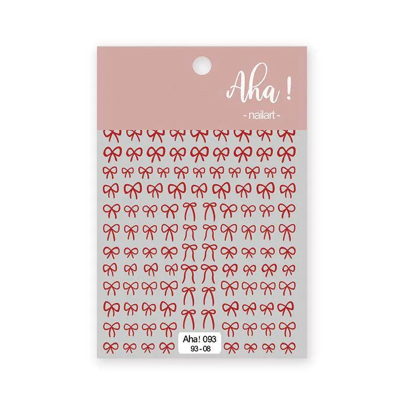 Metal Color Nail Art Stickers Sticker Decals Love Heart Bowknot  Adhesive 3D Decals Aha