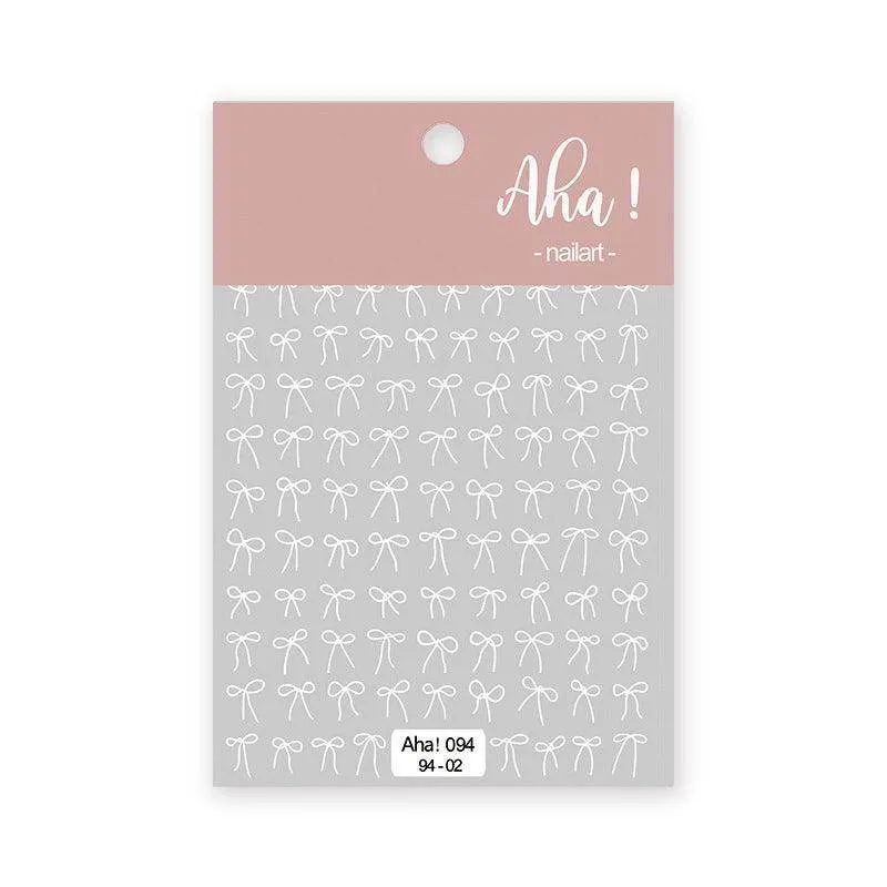 Metal Color Nail Art Stickers Sticker Decals Love Heart Bowknot  Adhesive 3D Decals Aha