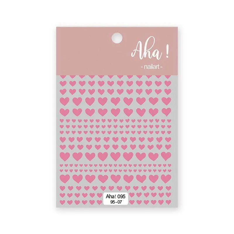 Metal Color Nail Art Stickers Sticker Decals Love Heart Bowknot  Adhesive 3D Decals Aha