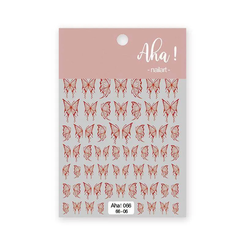 Metal Color Nail Art Stickers Sticker Decals Love Heart Bowknot  Adhesive 3D Decals Aha
