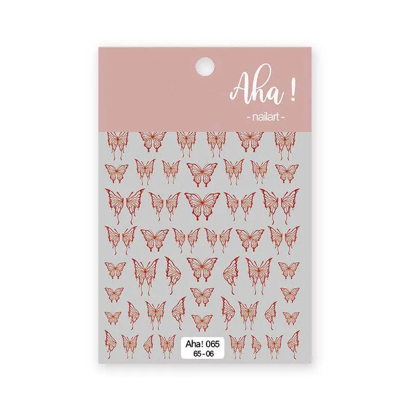 Metal Color Nail Art Stickers Sticker Decals Love Heart Bowknot  Adhesive 3D Decals Aha