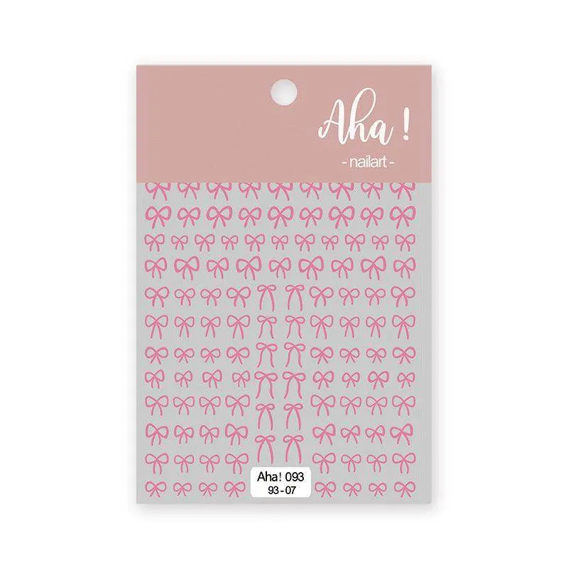Metal Color Nail Art Stickers Sticker Decals Love Heart Bowknot  Adhesive 3D Decals Aha