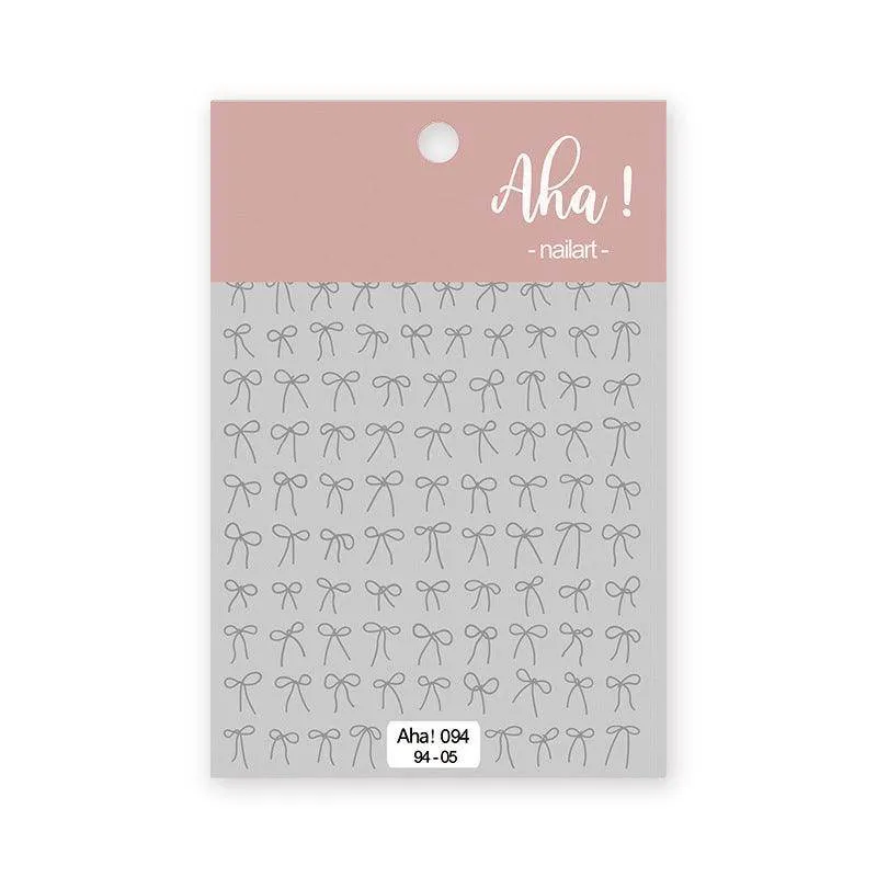 Metal Color Nail Art Stickers Sticker Decals Love Heart Bowknot  Adhesive 3D Decals Aha