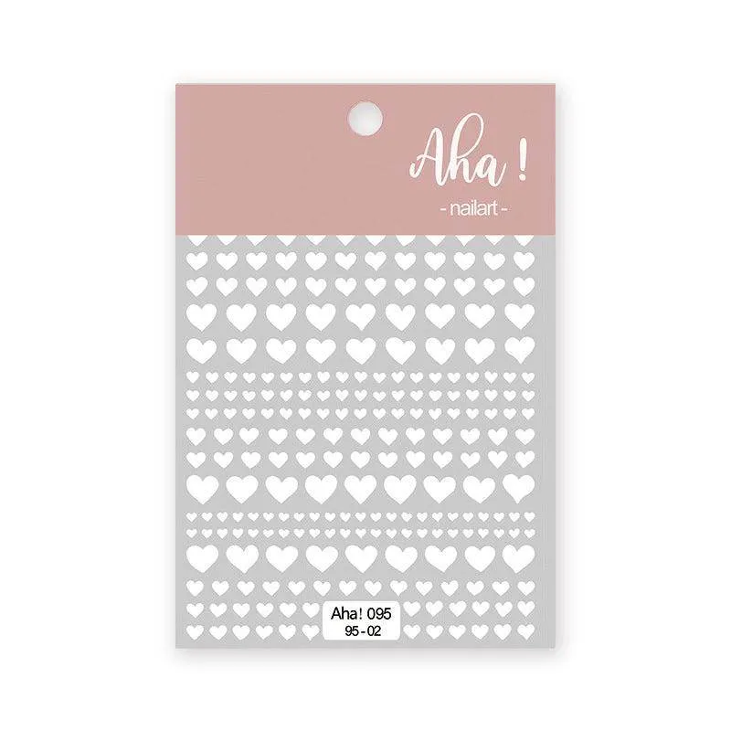 Metal Color Nail Art Stickers Sticker Decals Love Heart Bowknot  Adhesive 3D Decals Aha