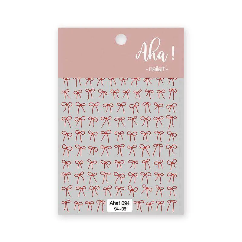 Metal Color Nail Art Stickers Sticker Decals Love Heart Bowknot  Adhesive 3D Decals Aha